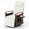 Brown Rattan Swivel Recliner Chair with Adjustable Backrest, Cushion and Foldable Side Table